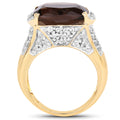 6.65 Carat Genuine Smoky Quartz and White Topaz .925 Sterling Silver Ring by Bids.com