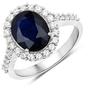 3.70 Carat Genuine Blue Sapphire and White Diamond 14K White Gold Ring by Bids.com