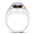 Two Tone Plated 5.51 Carat Genuine Smoky Quartz and White Topaz .925 Sterling Silver Ring by Bids.com