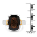 Two Tone Plated 5.51 Carat Genuine Smoky Quartz and White Topaz .925 Sterling Silver Ring by Bids.com