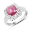 3.31 Carat Glass Filled Ruby and White Topaz .925 Sterling Silver Ring by Bids.com