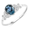 0.93 Carat Genuine London Blue Topaz and White Diamond 14K White Gold Ring by Bids.com