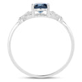 0.93 Carat Genuine London Blue Topaz and White Diamond 14K White Gold Ring by Bids.com