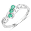 0.28 Carat Genuine Zambian Emerald and White Diamond 14K White Gold Ring by Bids.com