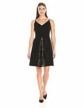 Maggy London Women's Dream Crepe Fit and Flare with Feminine Lace, Black,size 2 by Vanessa Jane