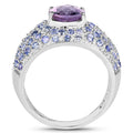 4.21 Carat Genuine Amethyst and Tanzanite .925 Sterling Silver Ring by Bids.com