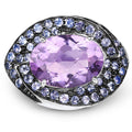 5.95 Carat Genuine Amethyst and Tanzanite .925 Sterling Silver Ring by Bids.com
