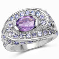 2.76 Carat Genuine Amethyst and Tanzanite .925 Sterling Silver Ring by Bids.com