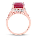 14K Rose Gold Plated 5.54 Carat Genuine Glass Filled Ruby & White Topaz .925 Sterling Silver Ring by Bids.com