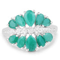 2.21 Carat Genuine Emerald and White Diamond .925 Sterling Silver Ring by Bids.com