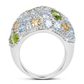 11.38 Carat Genuine Peridot, Citrine and Blue Topaz .925 Sterling Silver Ring by Bids.com