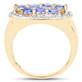 14K Yellow Gold Plated 1.70 Carat Genuine Tanzanite .925 Sterling Silver Ring by Bids.com