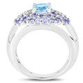 2.78 Carat Genuine Blue Topaz and Tanzanite .925 Sterling Silver Ring by Bids.com