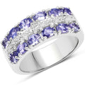 2.05 Carat Genuine Tanzanite and White Topaz .925 Sterling Silver Ring by Bids.com