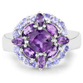 2.19 Carat Genuine Amethyst and Tanzanite .925 Sterling Silver Ring by Bids.com