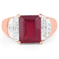 14K Rose Gold Plated 4.26 Carat Genuine Glass Filled Ruby and White Topaz .925 Sterling Silver Ring by Bids.com