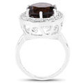 4.52 Carat Genuine Smoky Quartz and White Topaz .925 Sterling Silver Ring by Bids.com