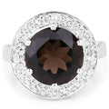 4.52 Carat Genuine Smoky Quartz and White Topaz .925 Sterling Silver Ring by Bids.com