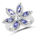 1.34 Carat Genuine Aquamarine and Tanzanite .925 Sterling Silver Ring by Bids.com