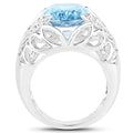 11.29 Carat Genuine Blue Topaz and White Topaz .925 Sterling Silver Ring by Bids.com