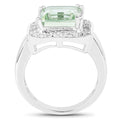 5.21 Carat Genuine Green Amethyst and White Topaz .925 Sterling Silver Ring by Bids.com