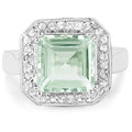 5.21 Carat Genuine Green Amethyst and White Topaz .925 Sterling Silver Ring by Bids.com