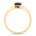 0.89ct Pear Blue Sapphire and White Diamond Prong 14K Yellow Gold Bypass Pave Band Ring by Fine Color Jewels