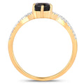 1.14ct Pear Blue Sapphire and Diamond Prong 14K Yellow Gold Crossover Engagement Ring by Fine Color Jewels