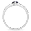1.49ct Marquise Blue Sapphire and Diamond Prong 14K White Gold Split-Shank Band Engagement Ring by Fine Color Jewels