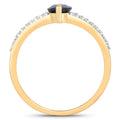1.50ct Marquise Blue Sapphire and Diamond Prong 14K Yellow Gold Split-Shank Band Engagement Ring by Fine Color Jewels