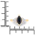 1.47ct Marquise Blue Sapphire and White Diamond Prong 14K Yellow Gold Cocktail Ring by Fine Color Jewels