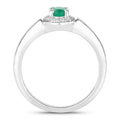 0.44 Ct Oval Green Zambian Emerald & Lab Grown Diamond Prong Silver Halo Engagement Ring by Fine Color Jewels