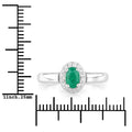 0.44 Ct Oval Green Zambian Emerald & Lab Grown Diamond Prong Silver Halo Engagement Ring by Fine Color Jewels