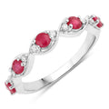 0.65 Ct Round Pink Ruby & Lab Grown Diamond Prong Silver Five Stone Infinity Band Ring by Fine Color Jewels