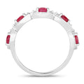 0.65 Ct Round Pink Ruby & Lab Grown Diamond Prong Silver Five Stone Infinity Band Ring by Fine Color Jewels