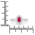 0.52 Ct Oval Pink Ruby & Lab Grown Diamond Prong Silver Halo Pave Band Ring by Fine Color Jewels