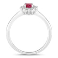 0.52 Ct Oval Pink Ruby Lab Diamond Prong Silver Halo Engagement Ring by Fine Color Jewels