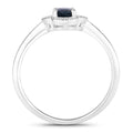 0.48 Ct Oval Blue Sapphire and Lab Diamond Prong Silver Halo Floral Ring by Fine Color Jewels