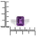 3.25 Ct Octagon Purple Amethyst and Lab Diamond Prong Silver Pave Bridge Ring by Fine Color Jewels