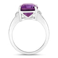 4.20 Ct Cushion Purple Amethyst and Lab Diamond Prong Silver Cocktail Ring by Fine Color Jewels