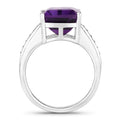 4.65 Ct Octagon Purple Amethyst and Lab Diamond Prong Silver Pave Bridge Ring by Fine Color Jewels