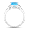 3.50 Ct Cushion Swiss Blue Topaz and Lab Diamond Prong Silver Cocktail Ring by Fine Color Jewels