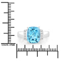 3.50 Ct Cushion Swiss Blue Topaz and Lab Diamond Prong Silver Cocktail Ring by Fine Color Jewels