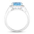 3.75 Ct Round Swiss Blue Topaz and Lab Diamond Prong Silver Halo Ring by Fine Color Jewels