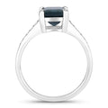 2.70 Ct Octagon London Blue Topaz Diamond Prong Silver Pave Bridge Ring by Fine Color Jewels
