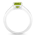 1.70 Ct Oval Green Peridot and Lab Diamond Prong Silver Pave Bridge Ring by Fine Color Jewels
