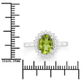 1.70 Ct Oval Green Peridot and Lab Diamond Prong Silver Halo Ring by Fine Color Jewels