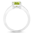 1.60 Ct Octagon Green Peridot and Lab Diamond Prong Silver Pave Bridge Ring by Fine Color Jewels