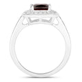 2.40 Ct Cushion Red Garnet Lab Diamond Prong Silver Halo Engagement Ring by Fine Color Jewels