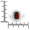 2.40 Ct Cushion Red Garnet Lab Diamond Prong Silver Halo Engagement Ring by Fine Color Jewels